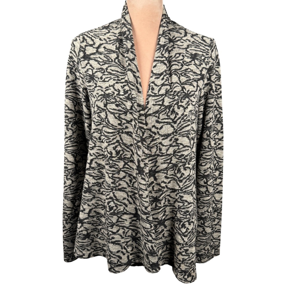 Cut Loose Women's M Abstract Print Open Cardigan Sweater Knit Shawl Collar USA‎
